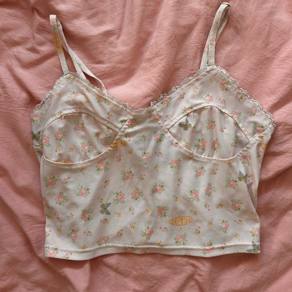 O'Mighty Pink Floral Lace Crop Top